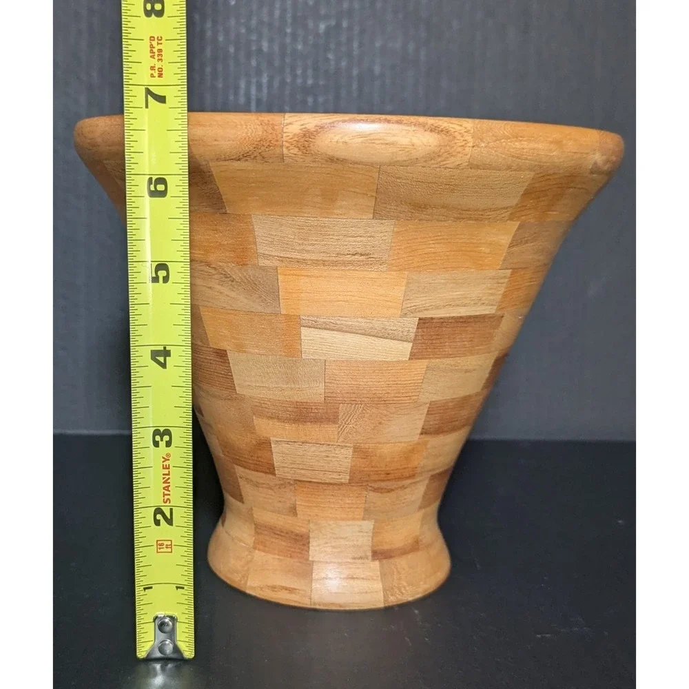 Vintage Hand Turned Segmented Elm/Pine Wood Bowl 6 3/4